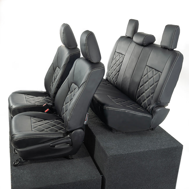 Toyota Hilux Tailored Leatherette Seat Covers (2016 Onwards) - Black - UK Custom Covers