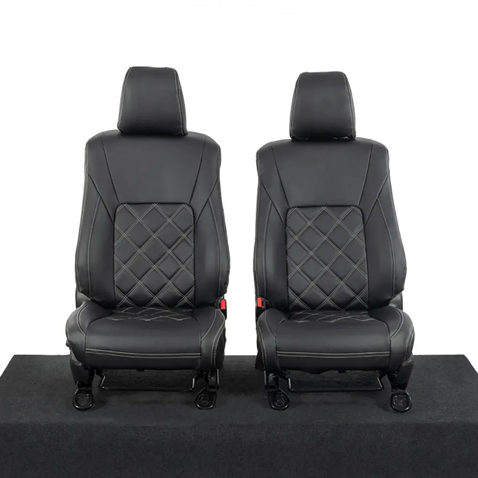 Toyota Hilux Tailored Leatherette Seat Covers (2016 Onwards) - Black - UK Custom Covers