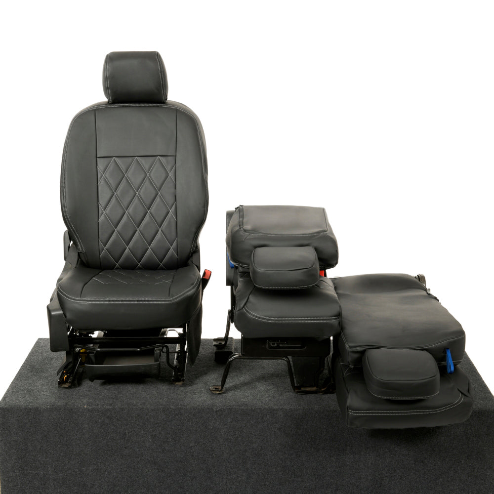 Peugeot Partner Tailored Leatherette Seat Covers - Black - UK Custom Covers