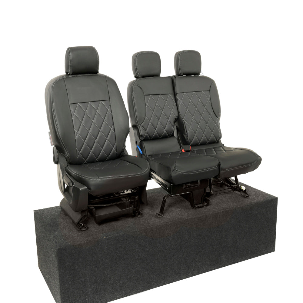 Peugeot Partner Tailored Leatherette Seat Covers - Black - UK Custom Covers