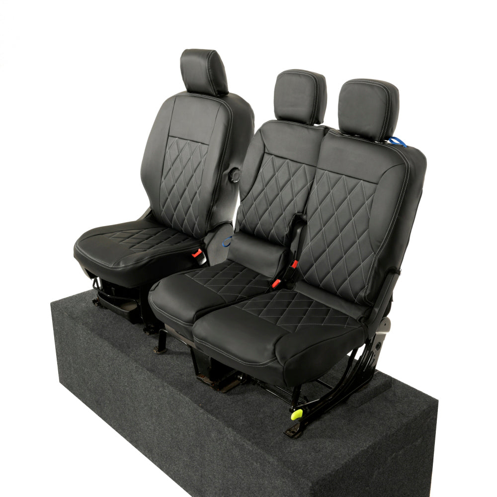 Peugeot Partner Tailored Leatherette Seat Covers - Black - UK Custom Covers