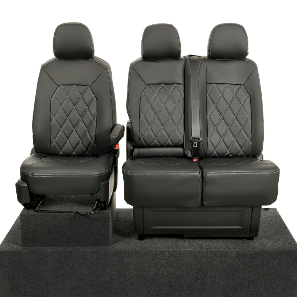 VW Crafter Tailored Leatherette Seat Covers - Black - UK Custom Covers