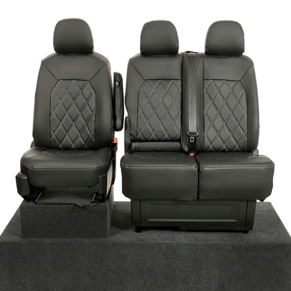 VW Crafter Tailored Leatherette Seat Covers - Black - UK Custom Covers