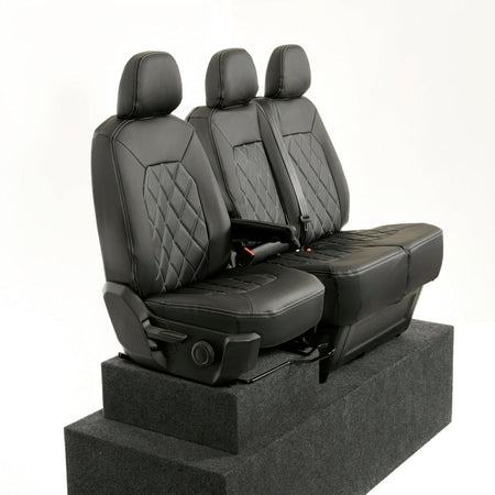 VW Crafter Tailored Leatherette Seat Covers - Black - UK Custom Covers