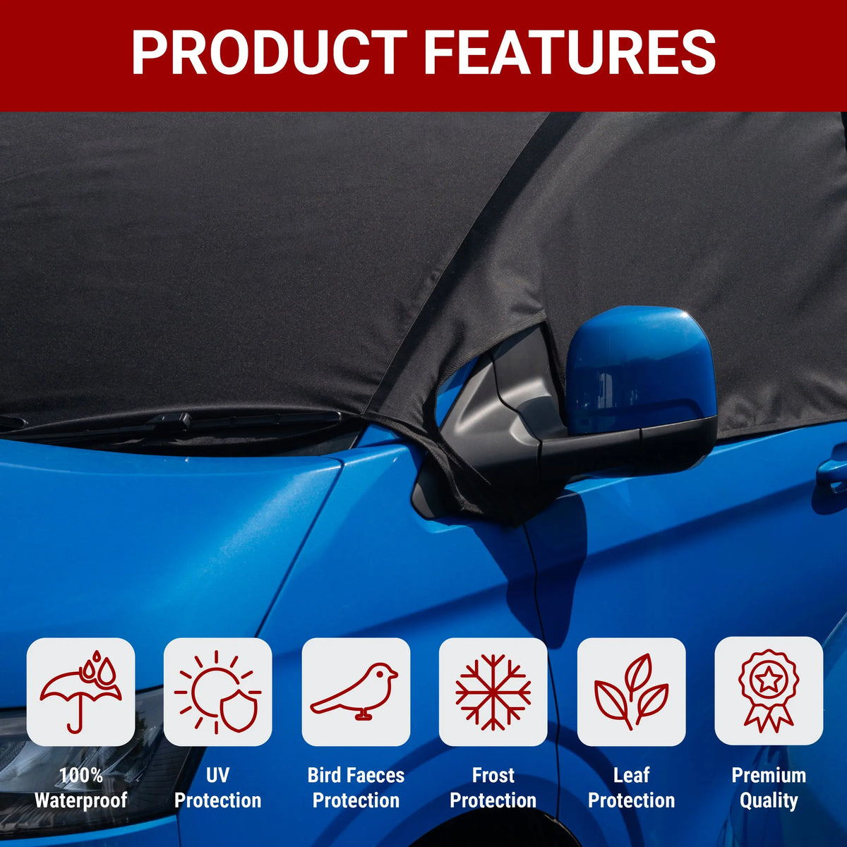 VW T6 Windscreen Cover – Waterproof & Frostproof 2015+ UK Custom Covers