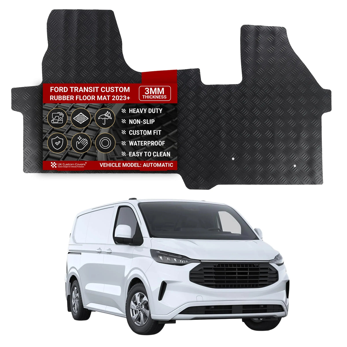 Ford Transit Custom Rubber Floor Mats (Front) 2023+ UK Custom Covers