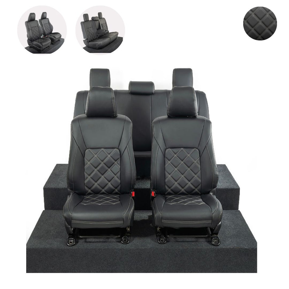 Toyota Hilux Tailored Leatherette Seat Covers (2016 Onwards) - Black