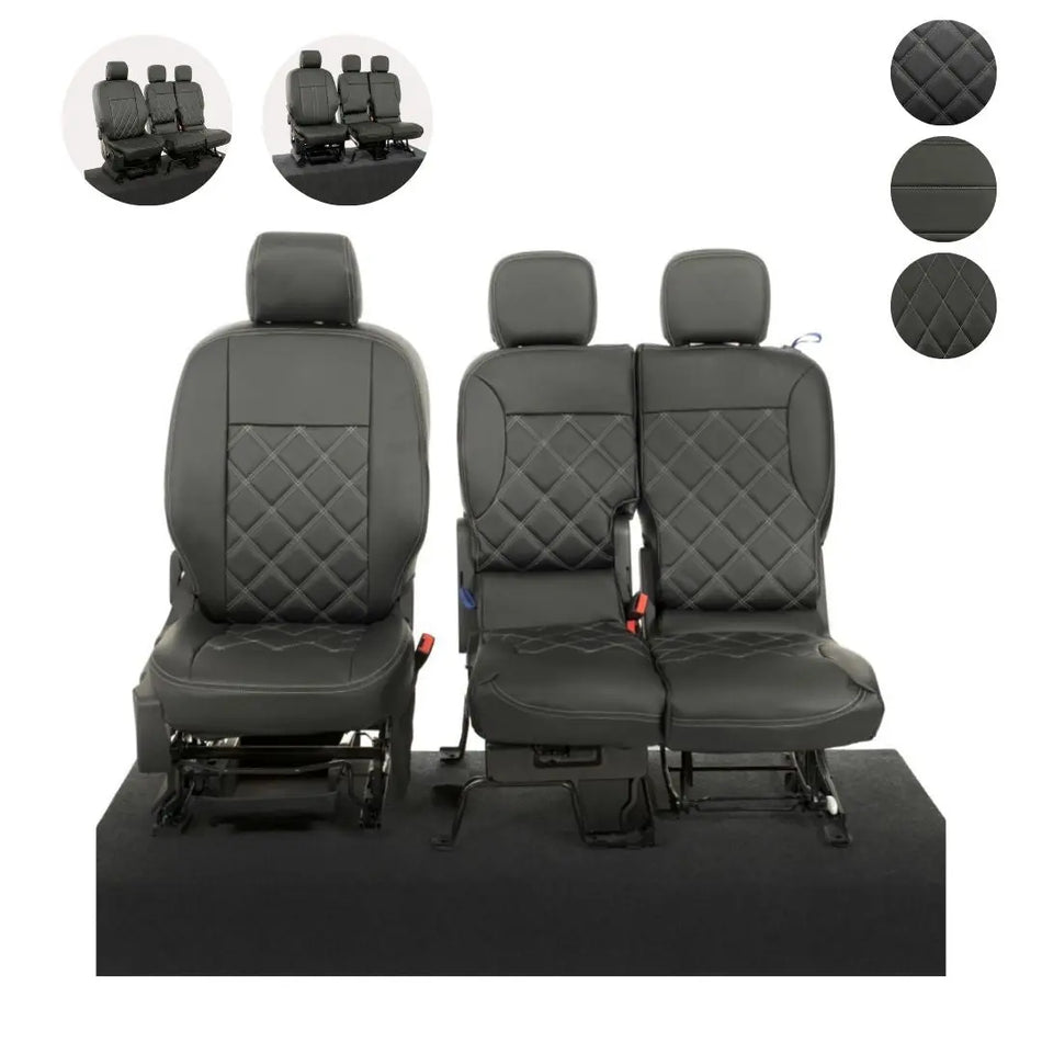 Toyota Proace City Tailored Leatherette Seat Covers (2018 Onwards) - Black - UK Custom Covers