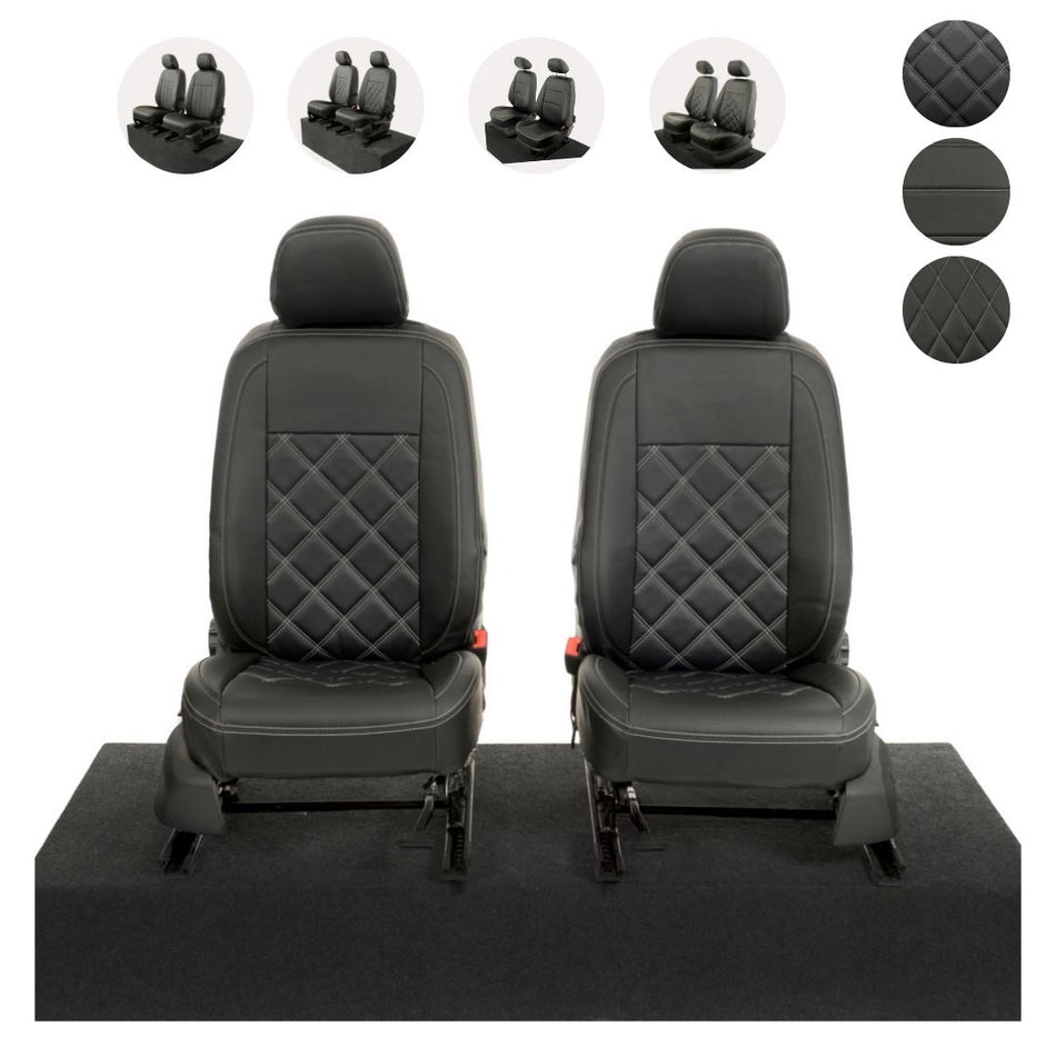 VW Caddy Tailored Leatherette Seat Covers - Black - UK Custom Covers