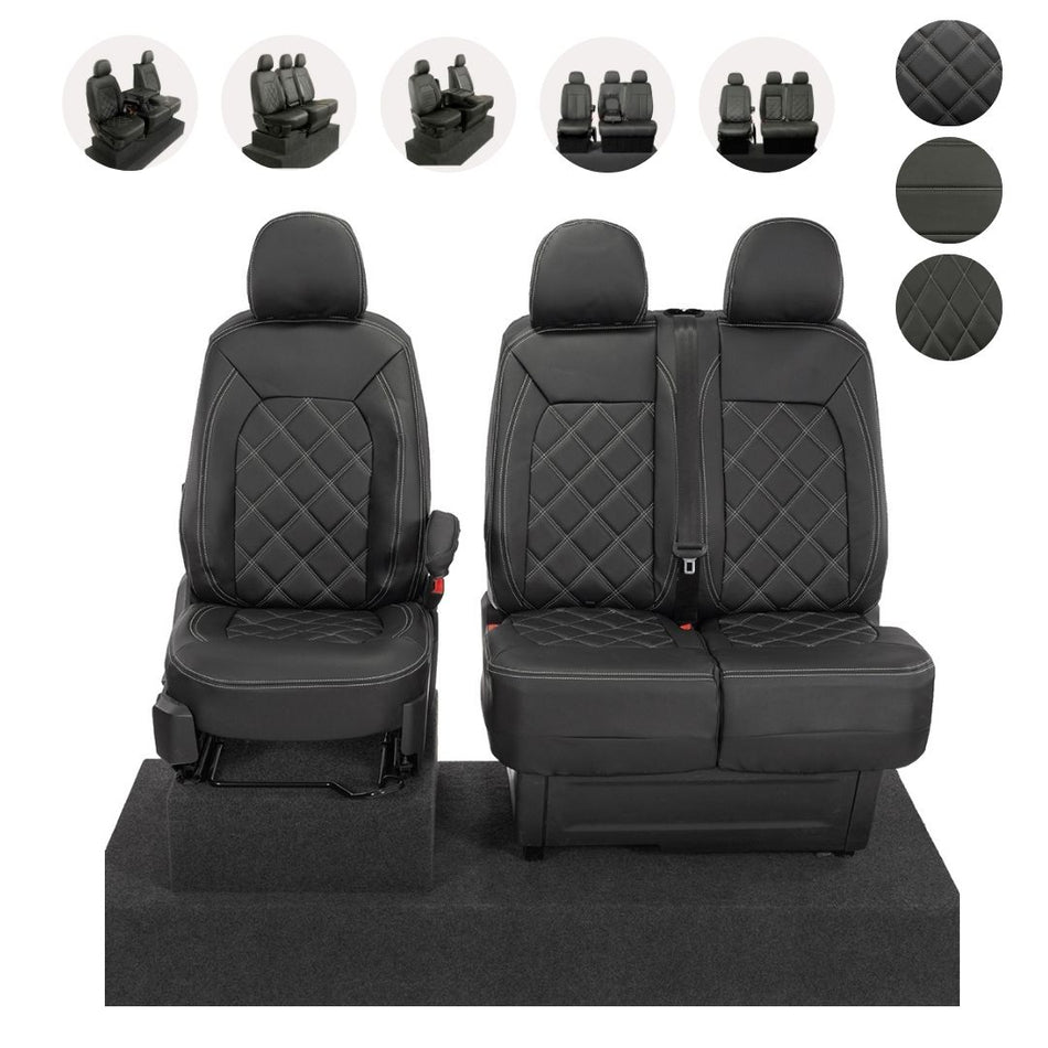 VW Crafter Tailored Leatherette Seat Covers - Black - UK Custom Covers