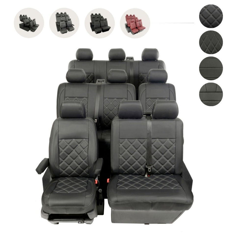 VW T6 / T6.1 Shuttle Tailored Leatherette Seat Covers (2015 Onwards) - UK Custom Covers