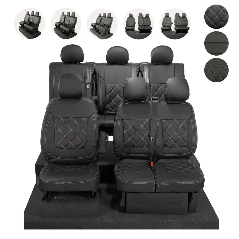 Vauxhall Vivaro Tailored Leatherette Seat Covers - Black - UK Custom Covers