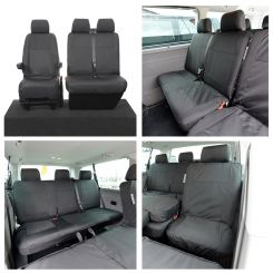  VW Transporter T6/T6.1 Sportline Shuttle Tailored Seat Covers (with 2nd Row Single/Double) Black - (2015 Onwards)