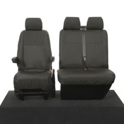 VW Transporter T5/T5.1 Shuttle Tailored Front Seat Covers (Single+Double) - Black (2003-2015)