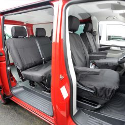 VW Transporter T5/T5.1 Kombi (5 Seater) Tailored Seat Covers (with 2nd Row Single+Double) - Black (2003-2015)