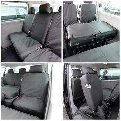 VW Transporter T5/T5.1 Kombi Tailored 2nd Row Seat Covers (Single+Double) - Black (2003-2015)